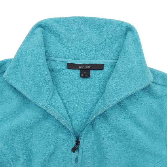 Express Sweatshirt Womens Medium Green Fleece 1/2 Zip Long Sleeve Cozy Comfy - Picture 9 of 11
